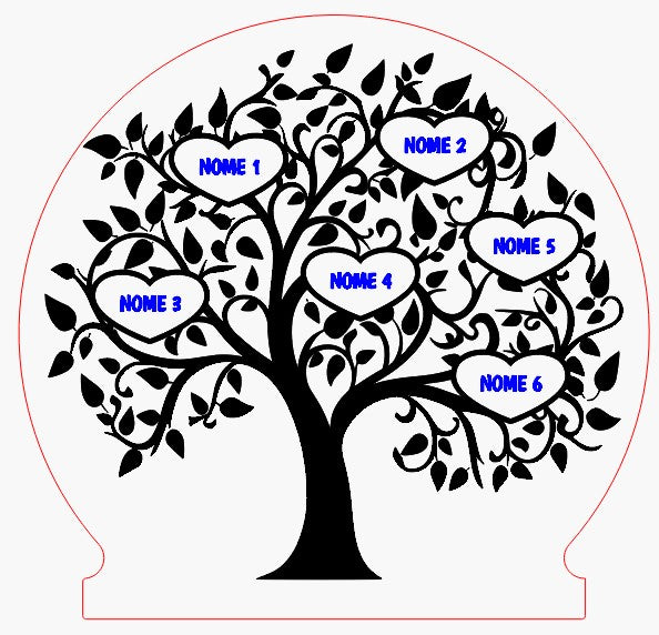 Lampada Led - Albero della Vita Famiglia - Personalizzata con NOMI