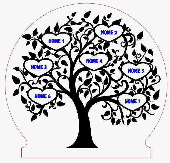 Lampada Led - Albero della Vita Famiglia - Personalizzata con NOMI