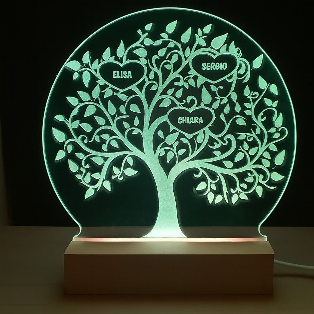 Lampada Led - Albero della Vita Famiglia - Personalizzata con NOMI