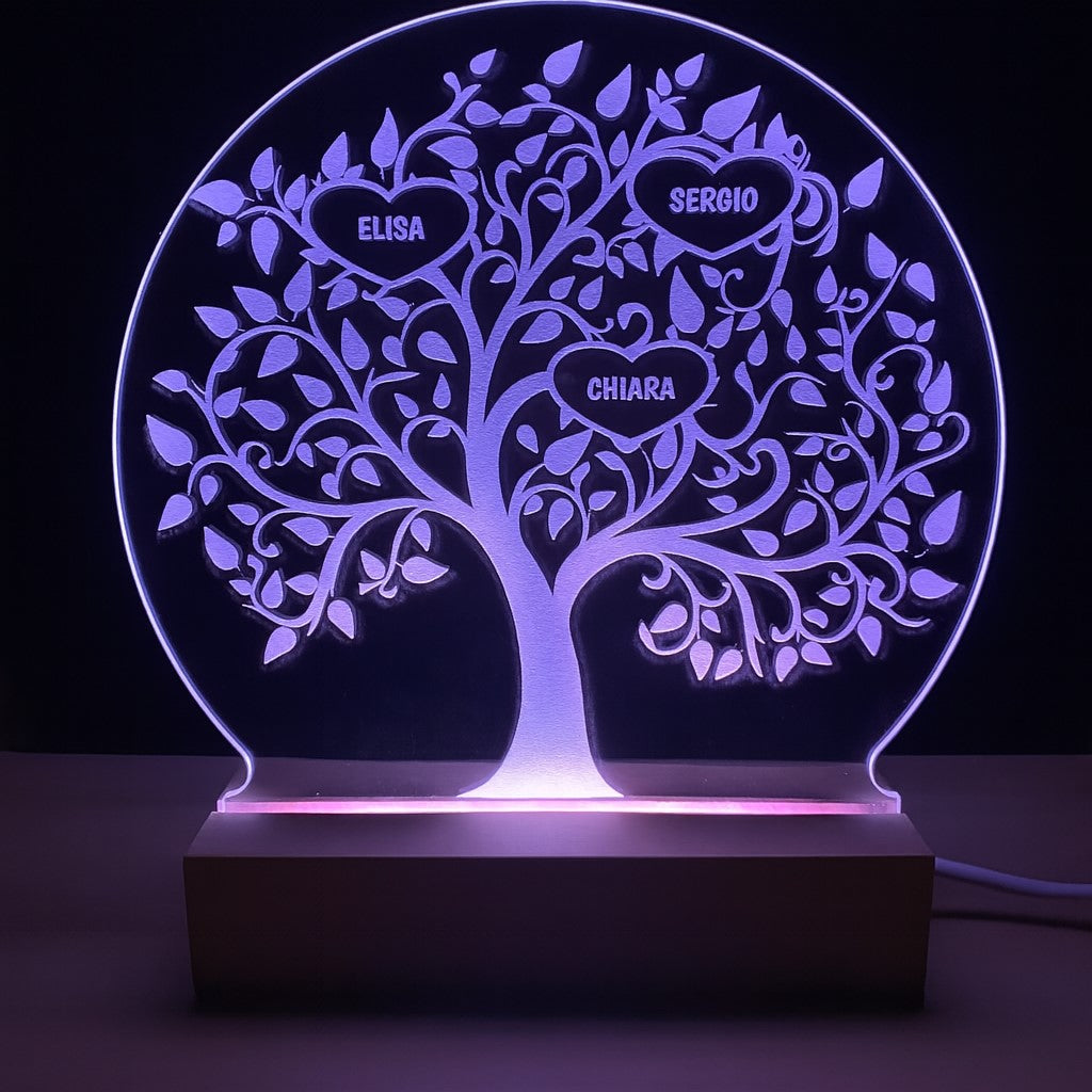 Lampada Led - Albero della Vita Famiglia - Personalizzata con NOMI