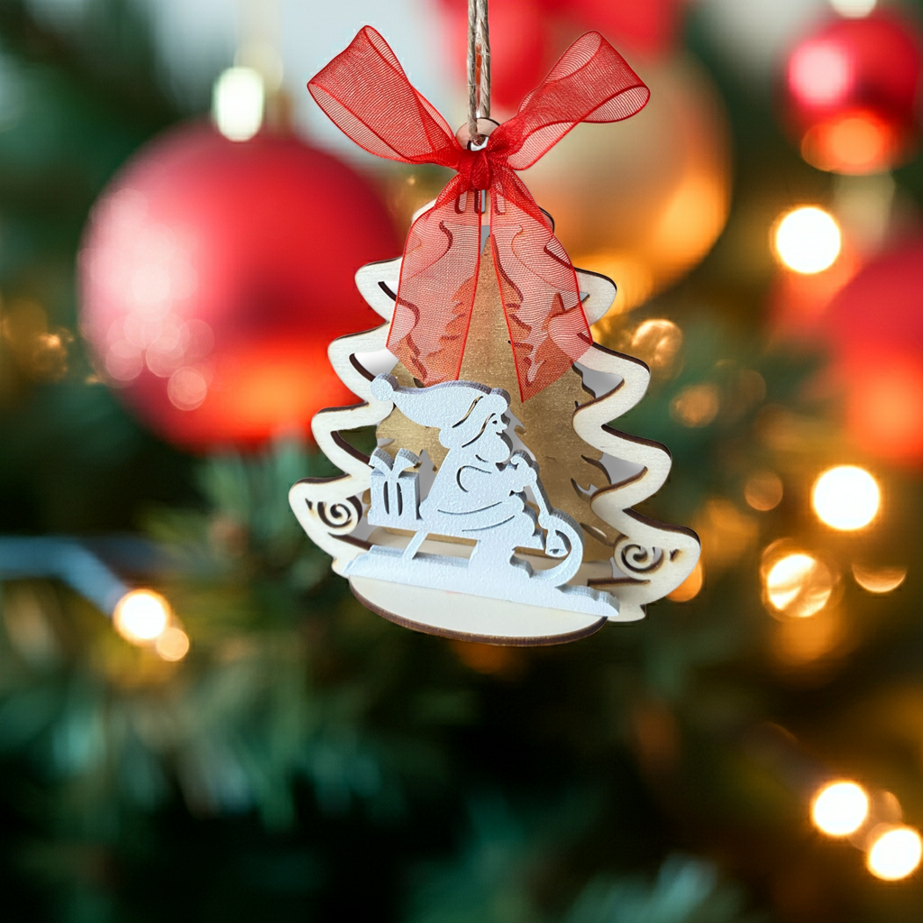 Decorazione Natalizia Alberello 3D - Babbo Natale con Slitta