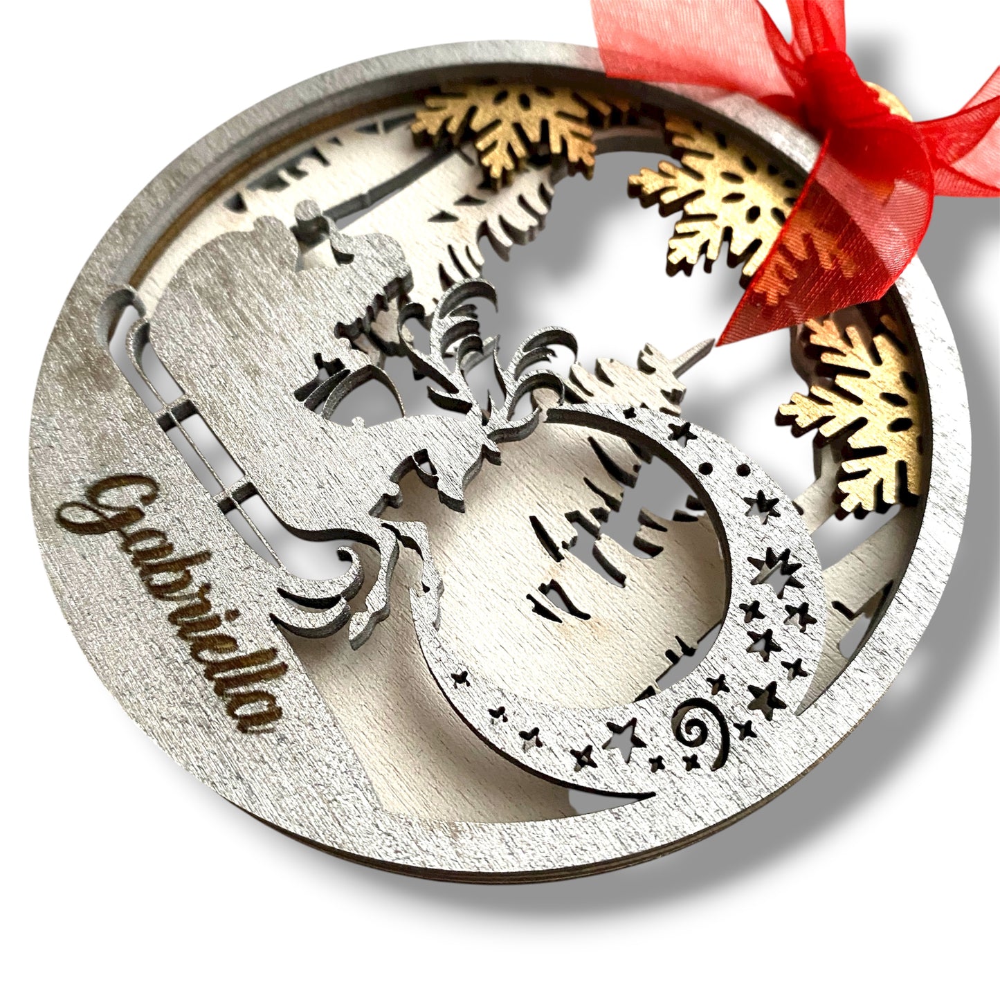 Decorazione Natalizia 3 Strati - Slitta - Personalizzata con NOME