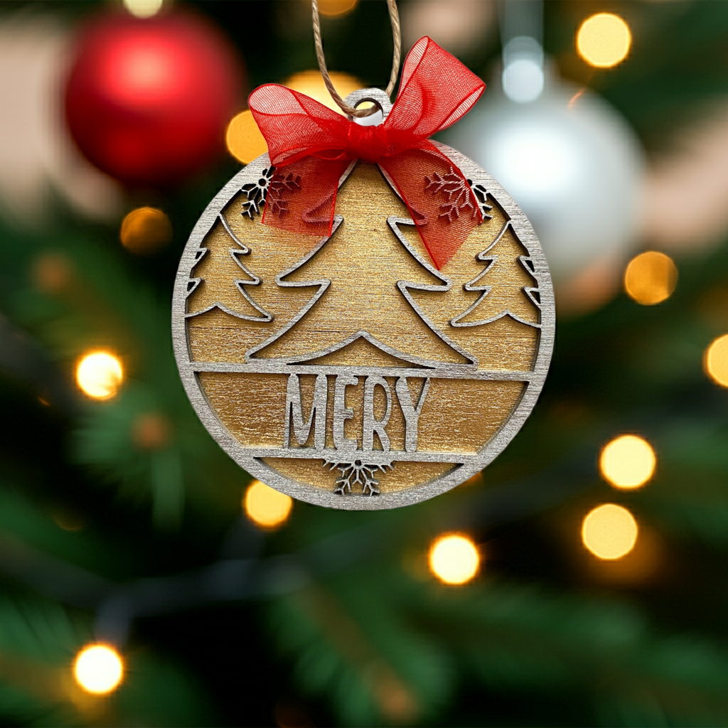 Decorazione Natalizia 2 Strati - Albero - Personalizzata con NOME