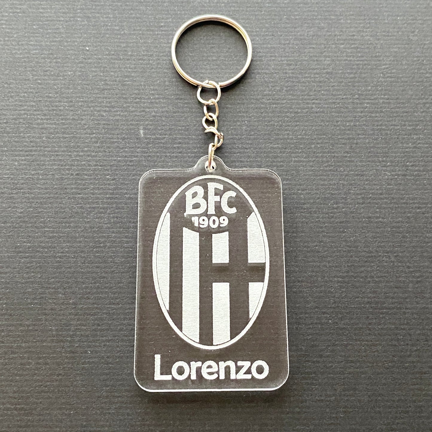 Portachiavi STEMMA SQUADRA CALCIO in acrilico - Personalizzato con il tuo NOME