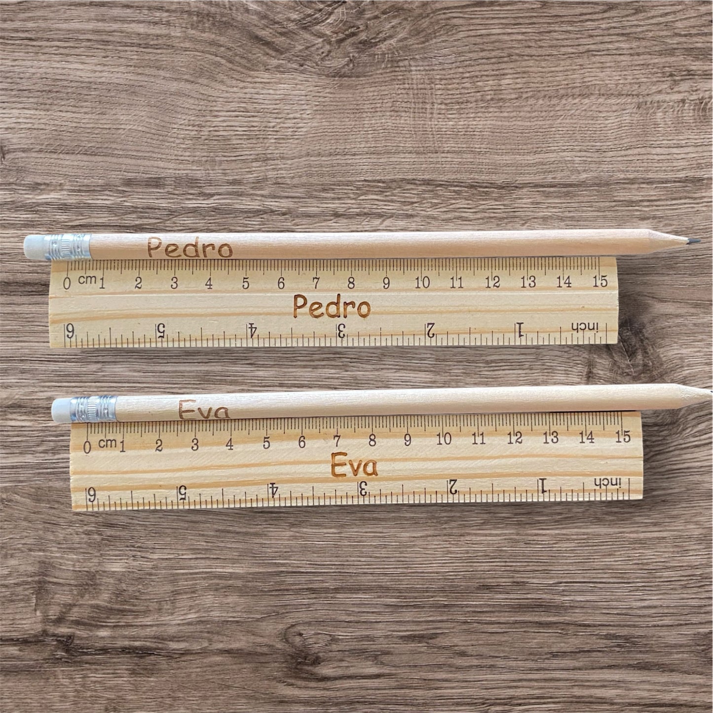 Matita+Righello in legno - Personalizzati con Nome