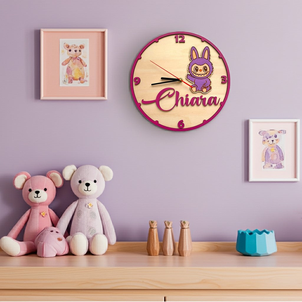 Orologio da parete LABUBU VIOLA - Personalizzato con NOME