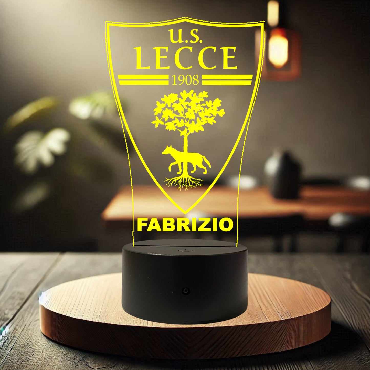 Lampada Led Stemma Squadra di Calcio Personalizzata con NOME