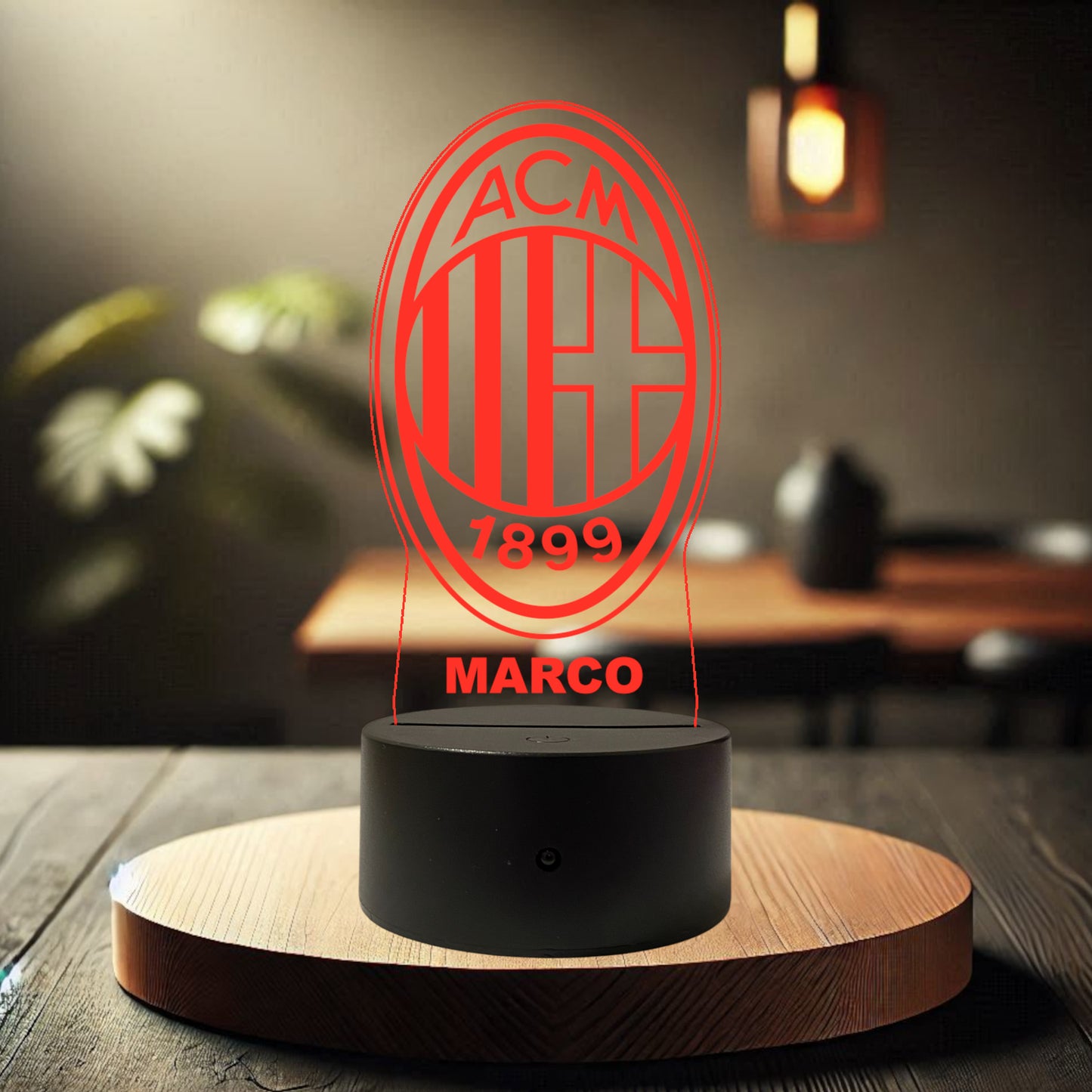 Lampada Led Stemma Squadra di Calcio Personalizzata con NOME