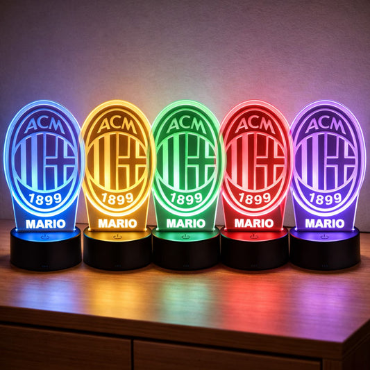 Lampada Led Calcio - MILAN - Personalizzata con NOME