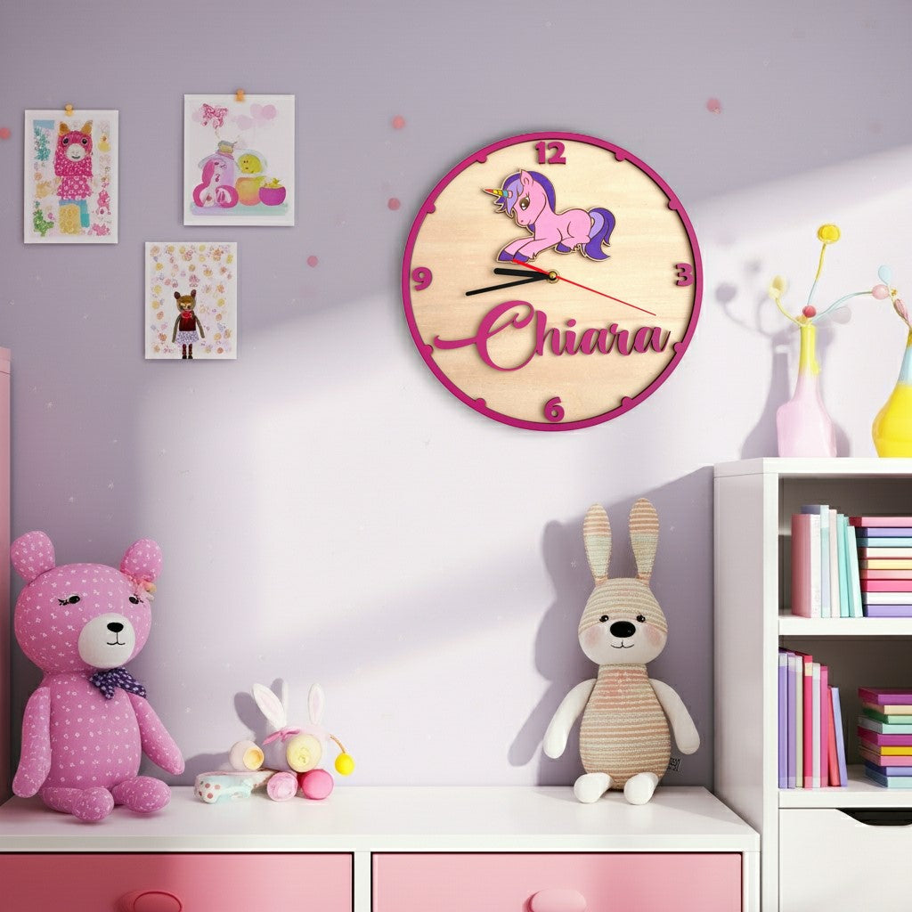Orologio da parete Unicorno - Personalizzato con NOME