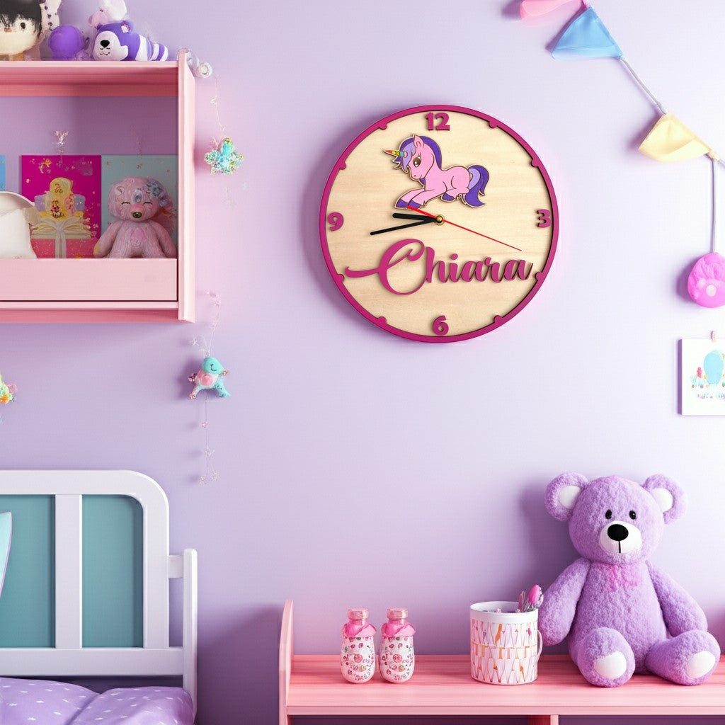 Orologio da parete Unicorno - Personalizzato con NOME