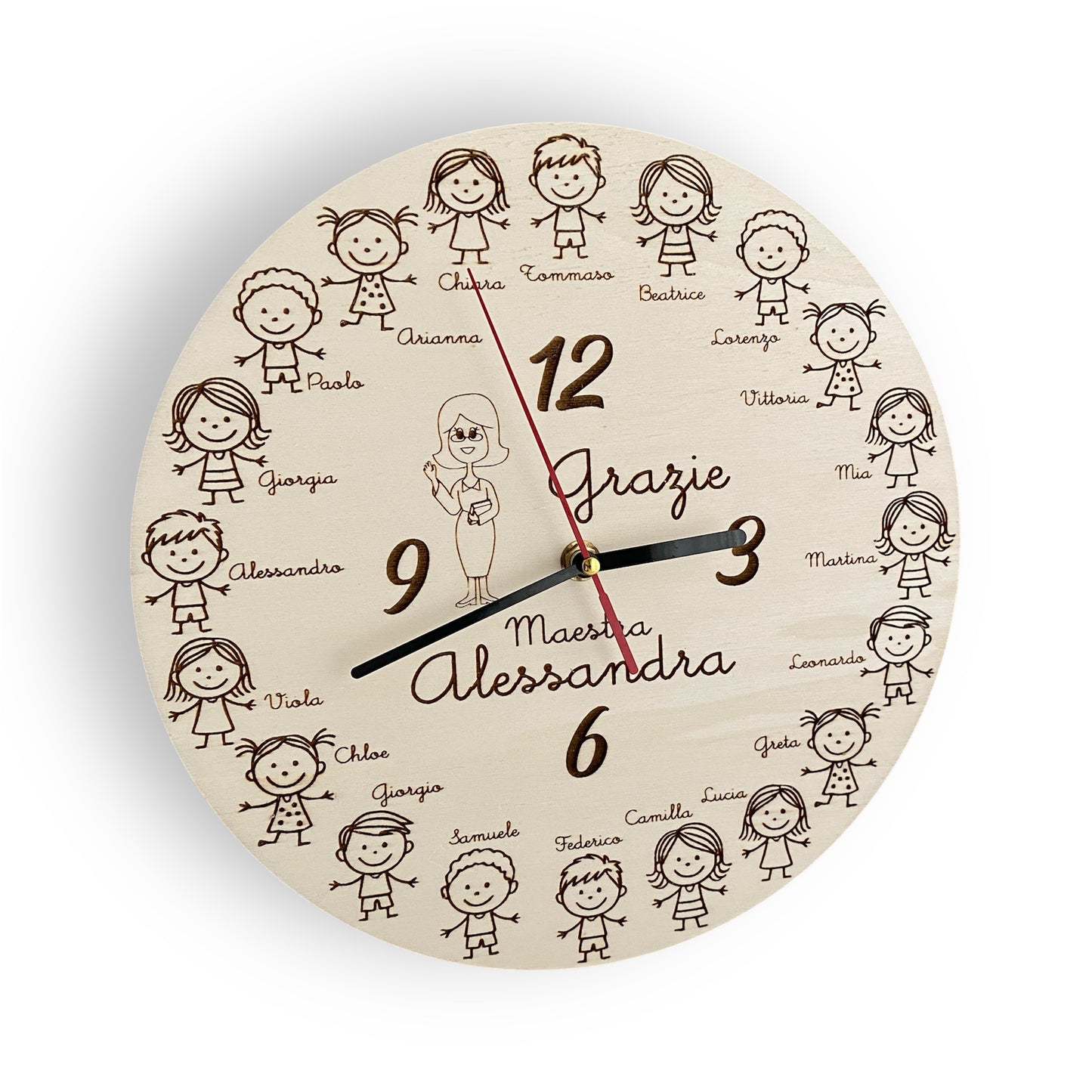 Orologio da parete REGALO MAESTRE in legno - Personalizzato