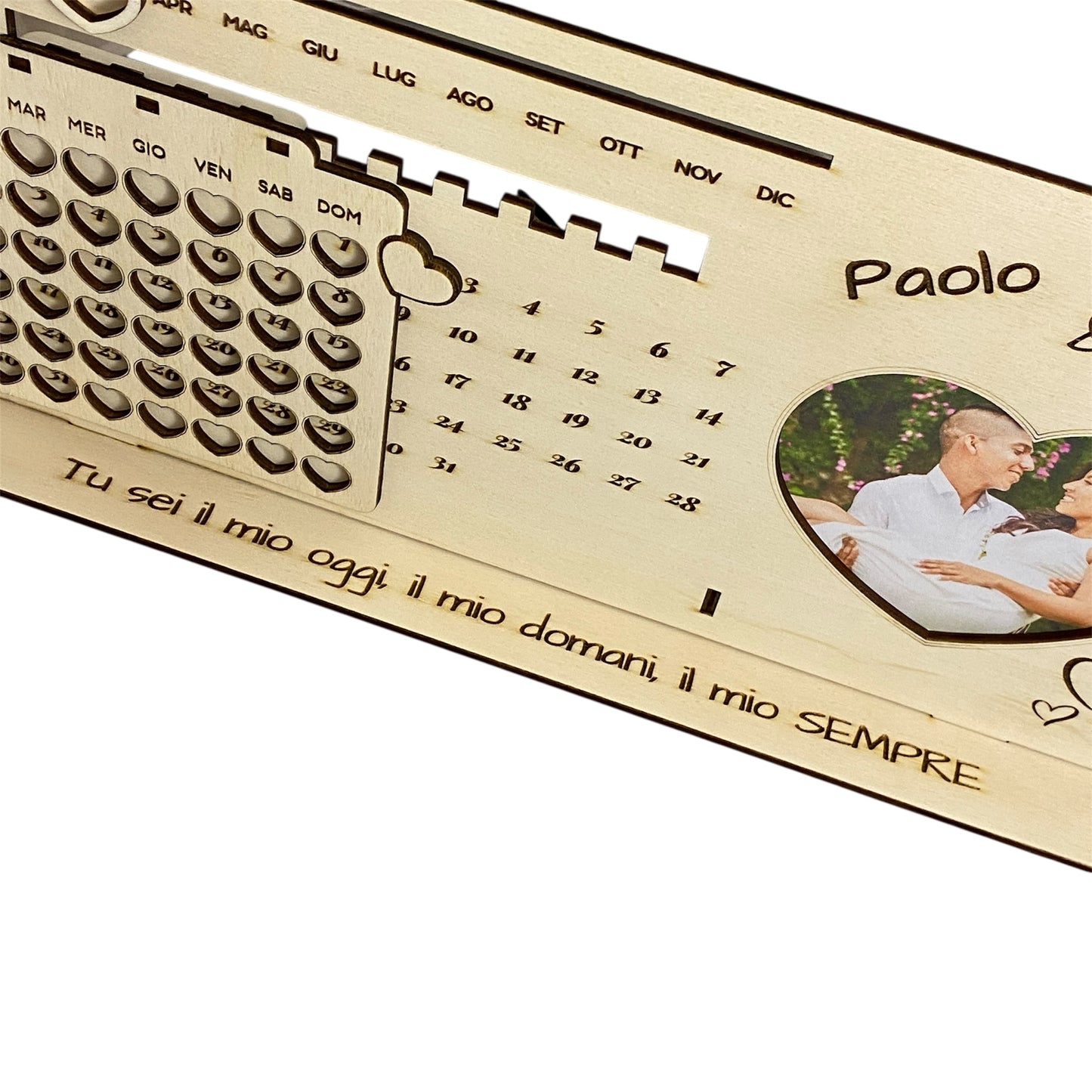 Calendario Perpetuo in legno - PER COPPIA - REGALO PERSONALIZZATO