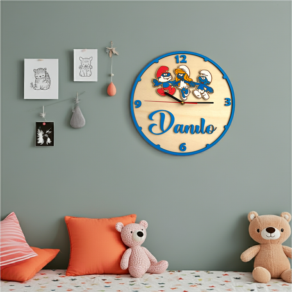 Orologio da parete Puffi - Personalizzato con NOME