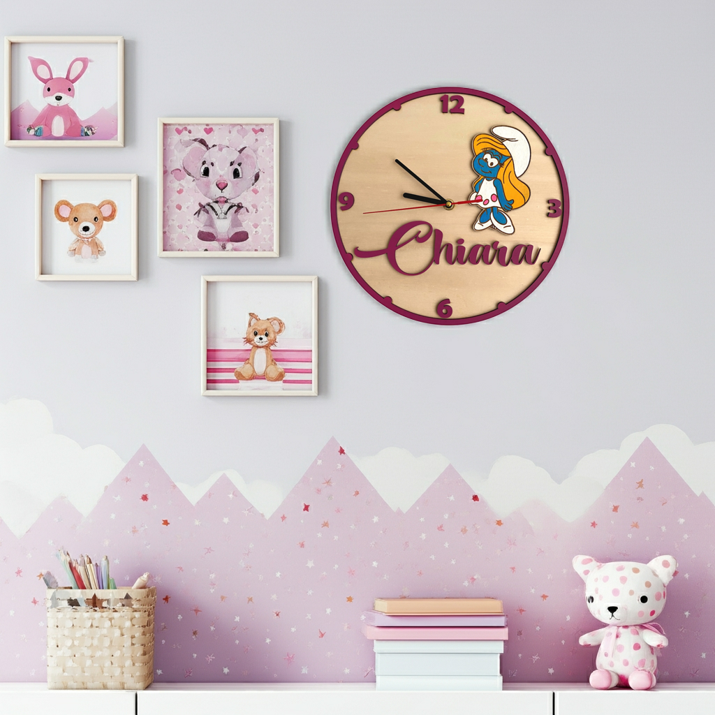 Orologio da parete Puffetta - Personalizzato con NOME