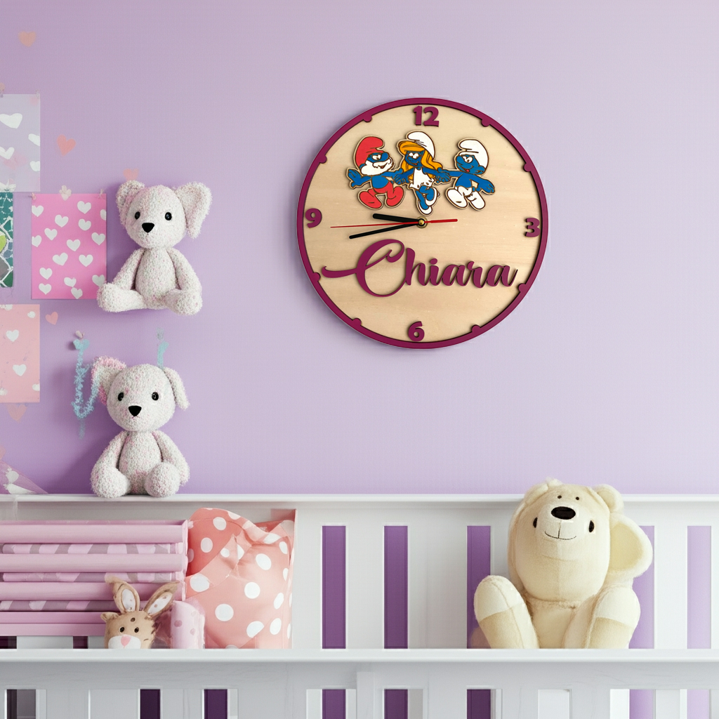 Orologio da parete Puffi - Personalizzato con NOME