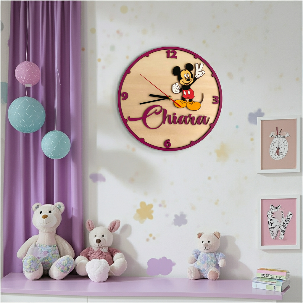 Orologio da parete Topolino - Personalizzato con NOME