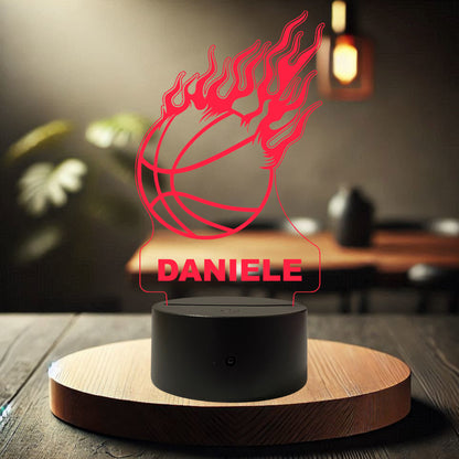Lampada Led Basket Fire - Personalizzata con NOME