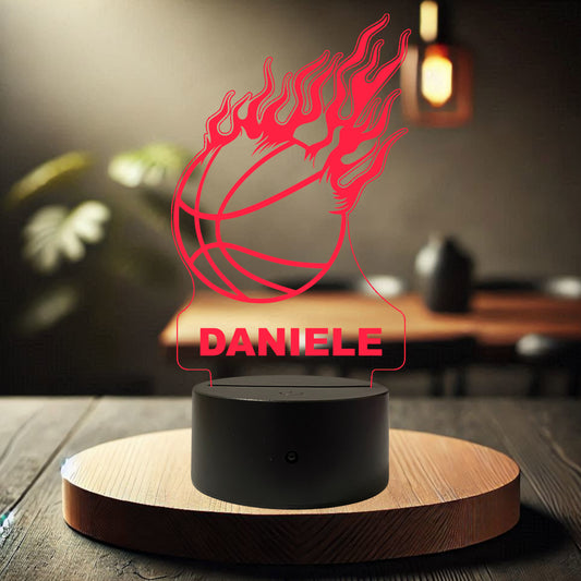 Lampada Led Basket Fire - Personalizzata con NOME