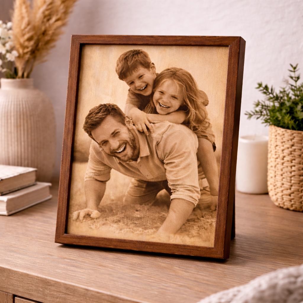Cornice personalizzata con foto incisa su legno - Regalo con incisione laser