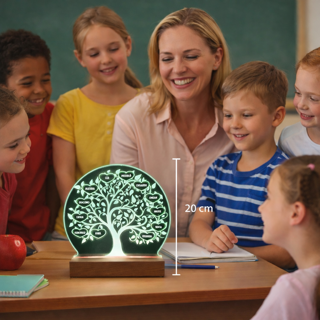 Lampada Led - Albero della Vita Classe - Personalizzata con NOMI - Regalo Maestre