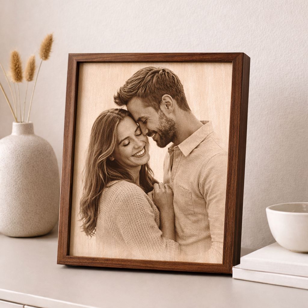 Cornice personalizzata con foto incisa su legno - Regalo con incisione laser