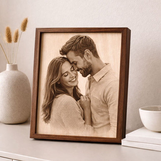 Cornice personalizzata con foto incisa su legno - Regalo con incisione laser