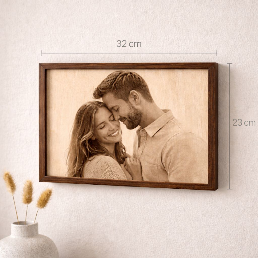 Cornice personalizzata con foto incisa su legno - Regalo con incisione laser