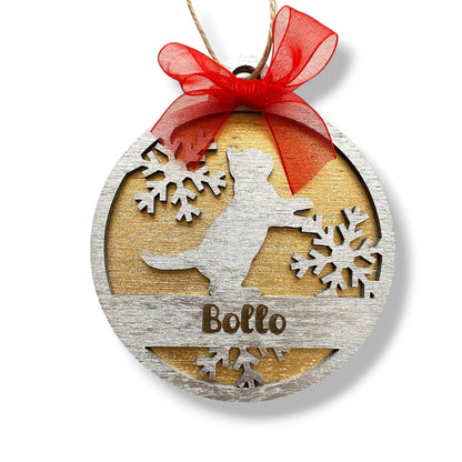 Decorazione Natalizia 2 Strati - Gatto - Personalizzata con NOME