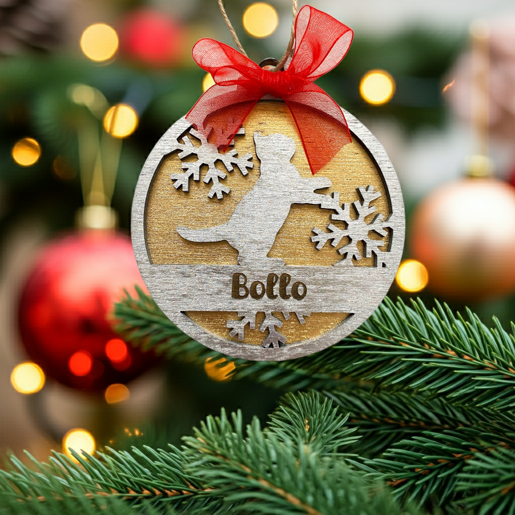 Decorazione Natalizia 2 Strati - Gatto - Personalizzata con NOME