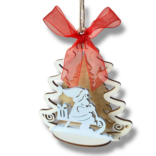 Decorazione Natalizia Alberello 3D - Babbo Natale con Slitta