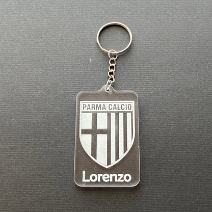 Portachiavi STEMMA SQUADRA CALCIO in acrilico  - Personalizzato con il tuo NOME
