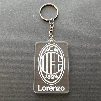 Portachiavi STEMMA SQUADRA CALCIO in acrilico  - Personalizzato con il tuo NOME