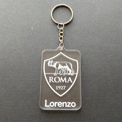 Portachiavi STEMMA SQUADRA CALCIO in acrilico  - Personalizzato con il tuo NOME