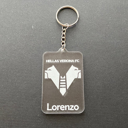 Portachiavi STEMMA SQUADRA CALCIO in acrilico  - Personalizzato con il tuo NOME