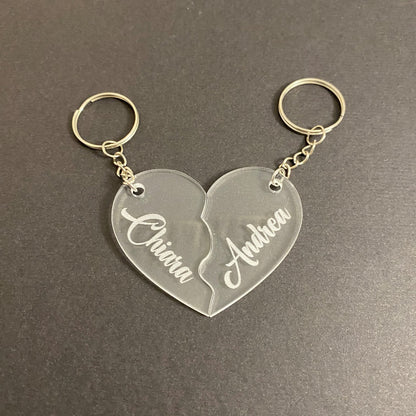 Portachiavi Coppia Cuore in acrilico  - Personalizzati