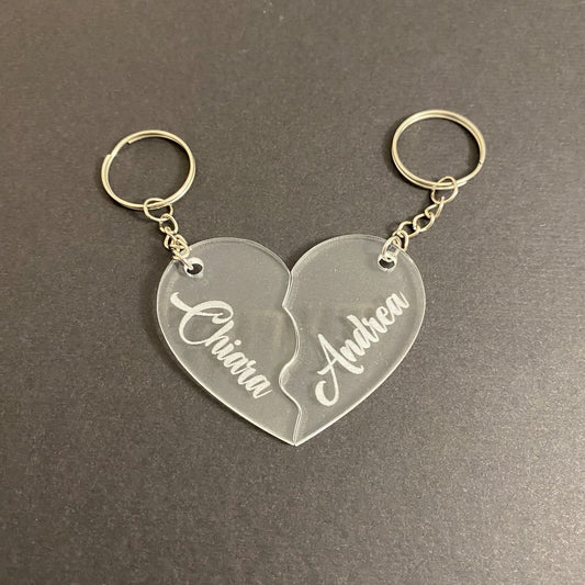 Portachiavi Coppia Cuore in acrilico  - Personalizzati