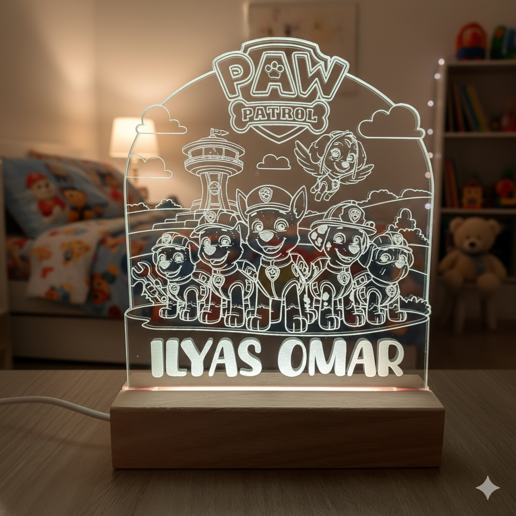 Lampada Led - Paw Patrol - Personalizzata con NOME