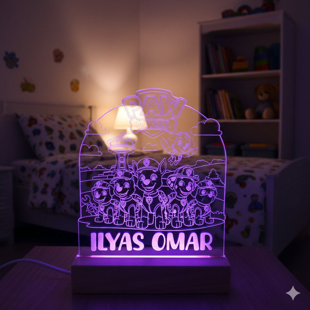 Lampada Led - Paw Patrol - Personalizzata con NOME