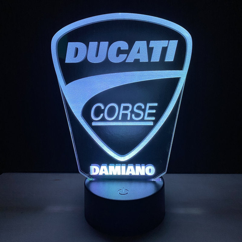 Lampada LED Ducati Corse Personalizzata con Nome – Idea Regalo MotoGP