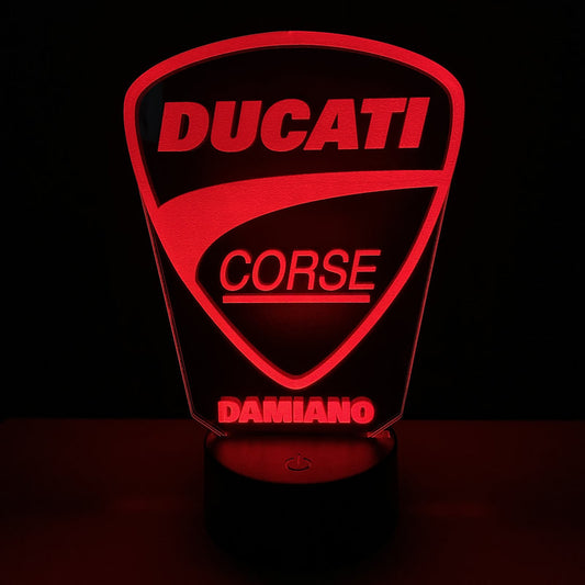 Lampada LED Ducati Corse Personalizzata con Nome – Idea Regalo MotoGP