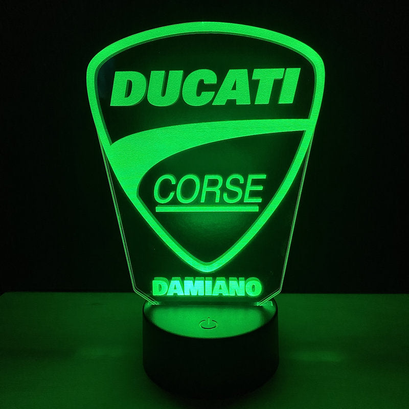 Lampada LED Ducati Corse Personalizzata con Nome – Idea Regalo MotoGP