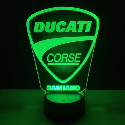 Lampada LED Ducati Corse Personalizzata con Nome – Idea Regalo MotoGP