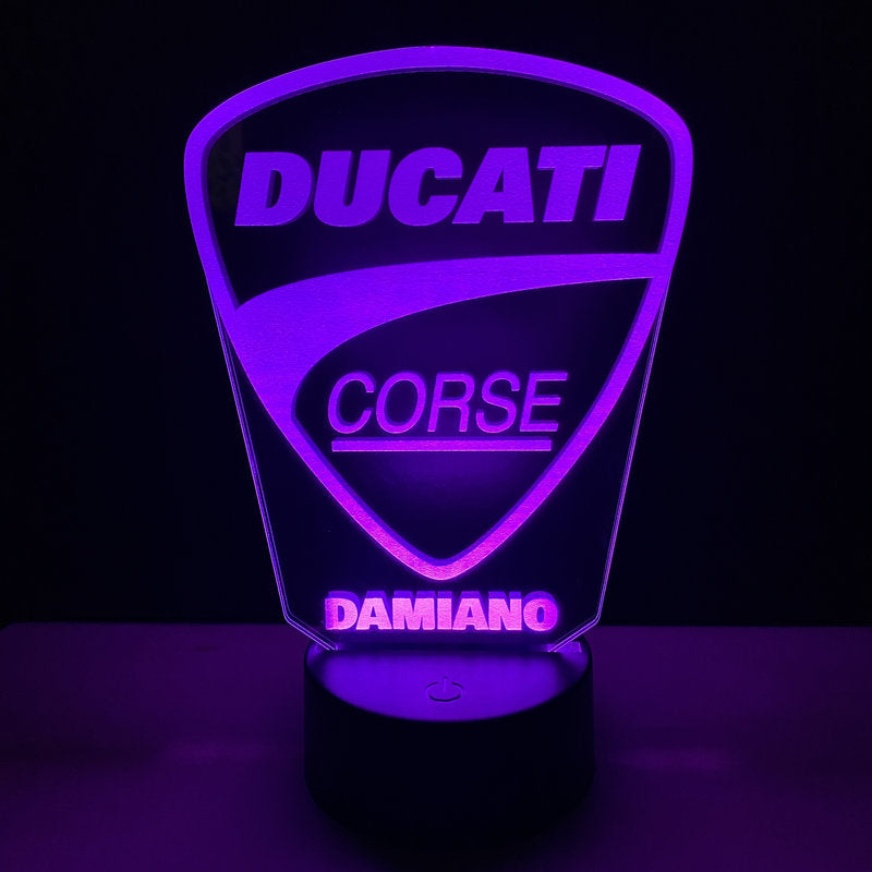 Lampada LED Ducati Corse Personalizzata con Nome – Idea Regalo MotoGP