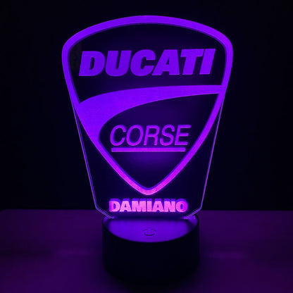 Lampada LED Ducati Corse Personalizzata con Nome – Idea Regalo MotoGP