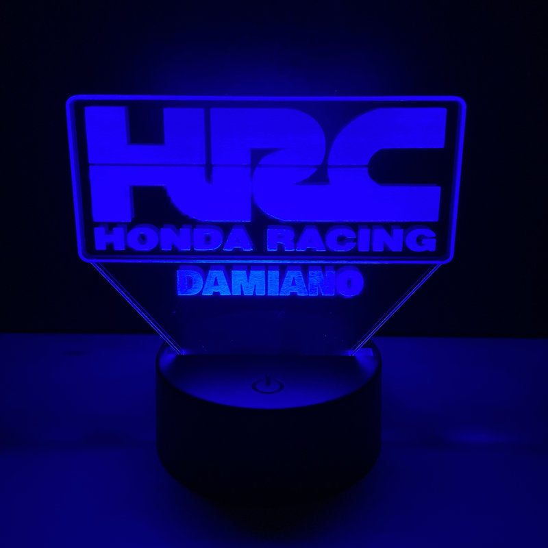 Lampada LED HRC Honda Racing Personalizzata con Nome – Idea Regalo MotoGP