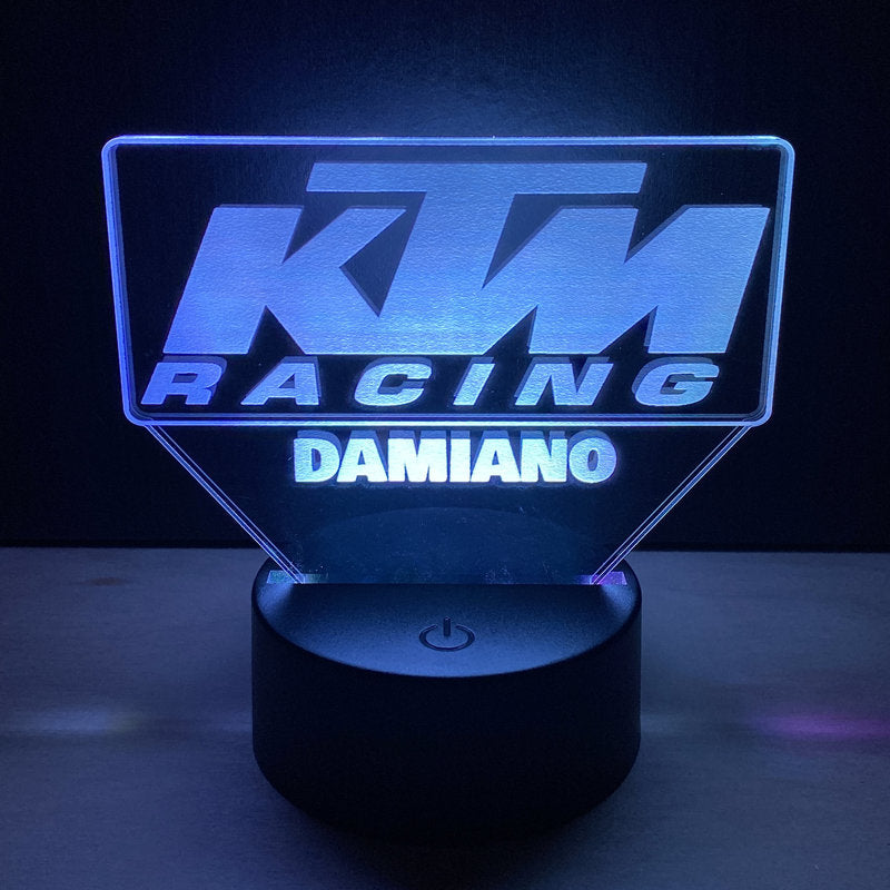 Lampada LED KTM Racing Personalizzata con Nome – Idea Regalo MotoGP