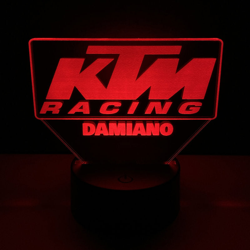 Lampada LED KTM Racing Personalizzata con Nome – Idea Regalo MotoGP