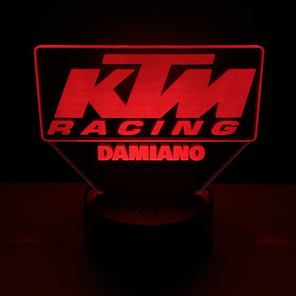 Lampada LED KTM Racing Personalizzata con Nome – Idea Regalo MotoGP