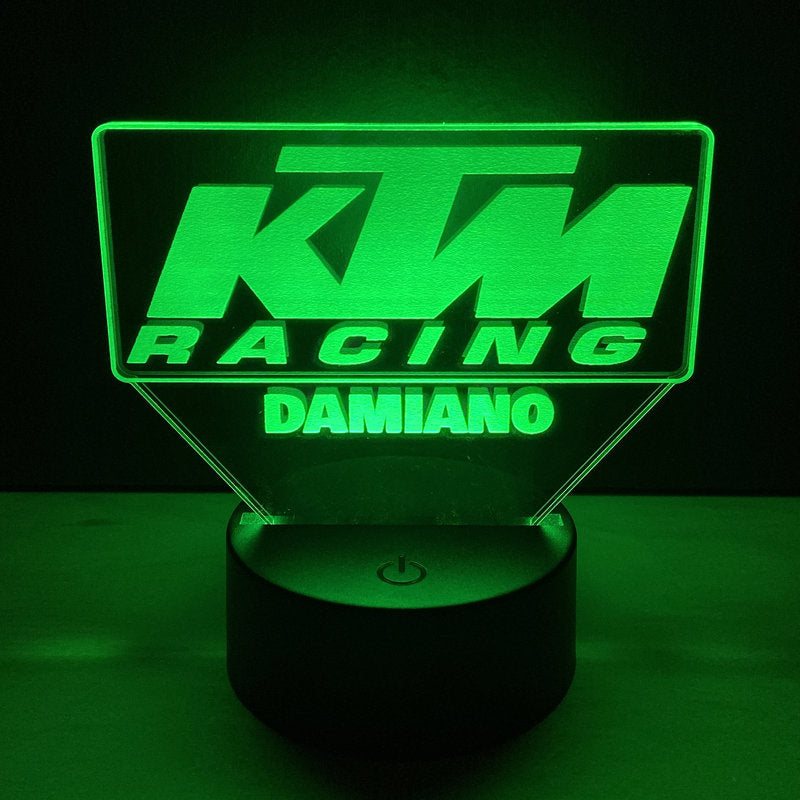Lampada LED KTM Racing Personalizzata con Nome – Idea Regalo MotoGP